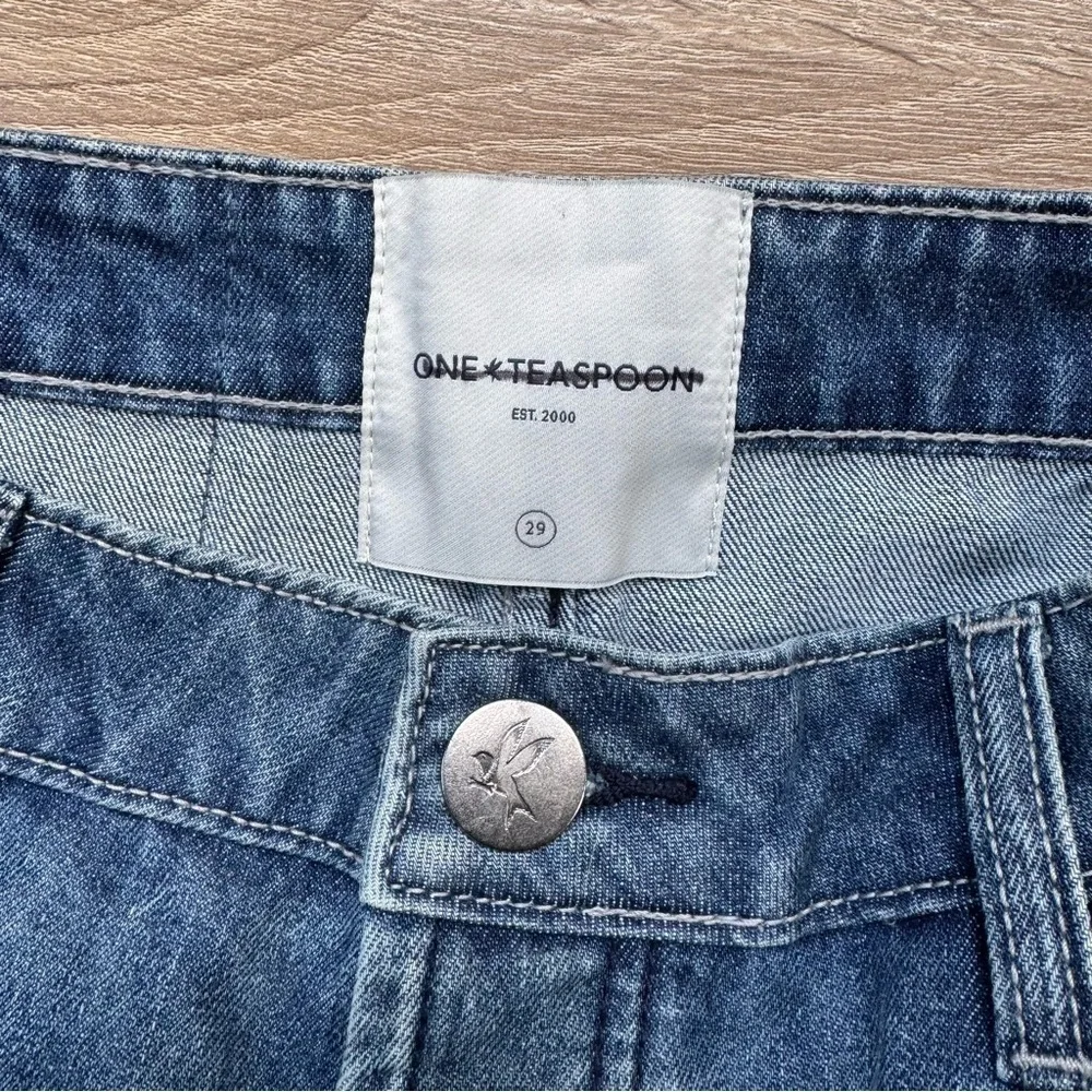 NWT Free People OneTeaspoon Bandits Low Waist Jean Shorts Blue Salty Dog